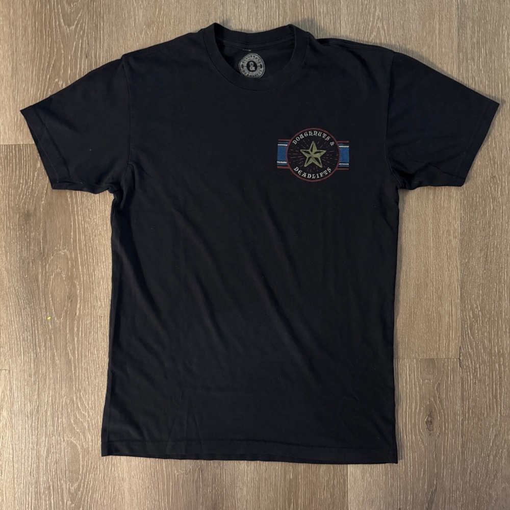 Doughnuts & Deadlifts T Shirt Mens Small Black American Original Graphic Tee
